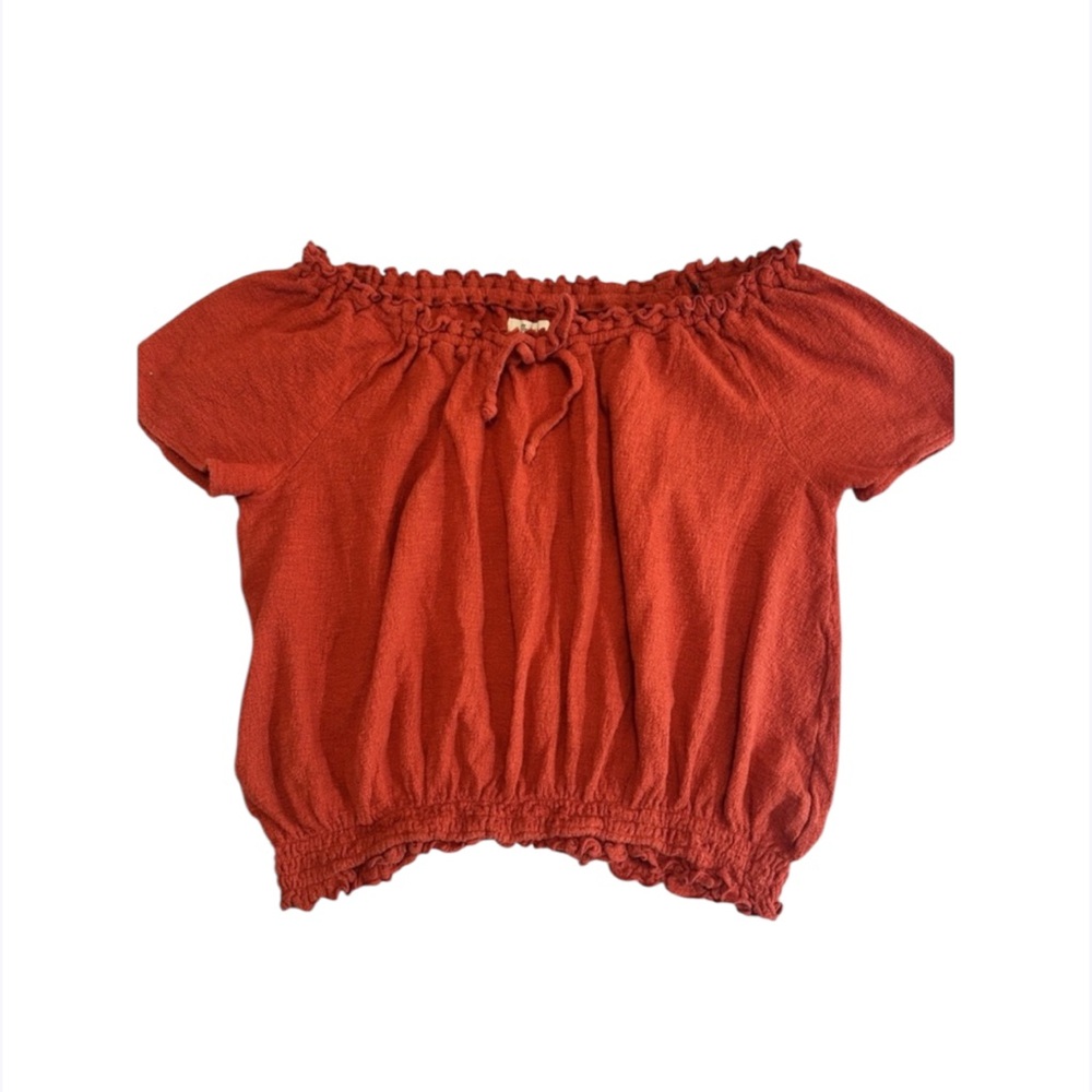 Madewell Top Womens XXL Off the Shoulder Rust Drawstring Fall Lightweight
